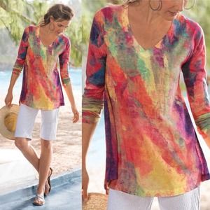 Soft Surroundings Light Knit Colorful Top